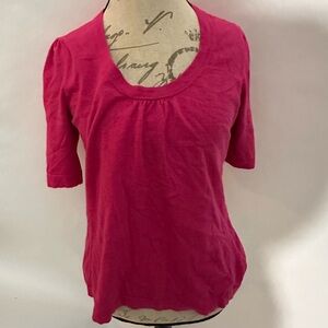Banana Republic Short Sleeve Scoop Neck Top - Fuchsia